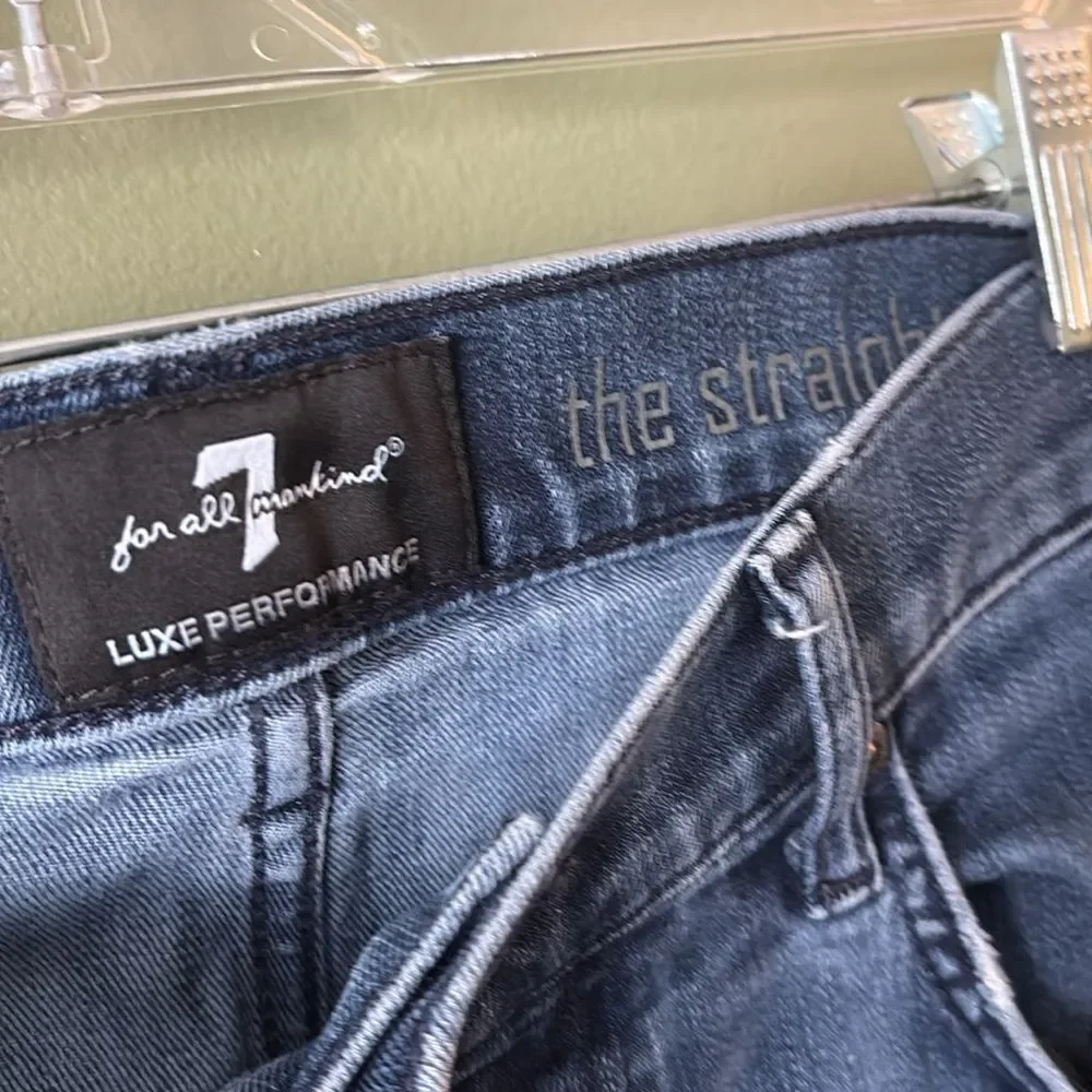 7 For all Mankind The Straight Men's Medium Wash Denim Jeans Sz 33